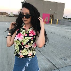 Vintage floral button up tank